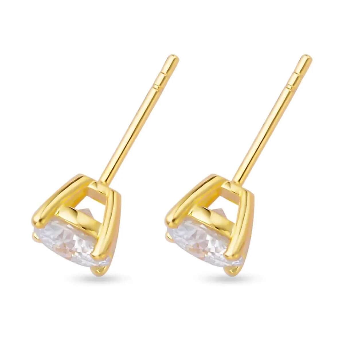 Emperor Cut Moissanite Solitaire Stud Earrings in Vermeil Yellow Gold Over Sterling Silver 1.60 ctw image number 5