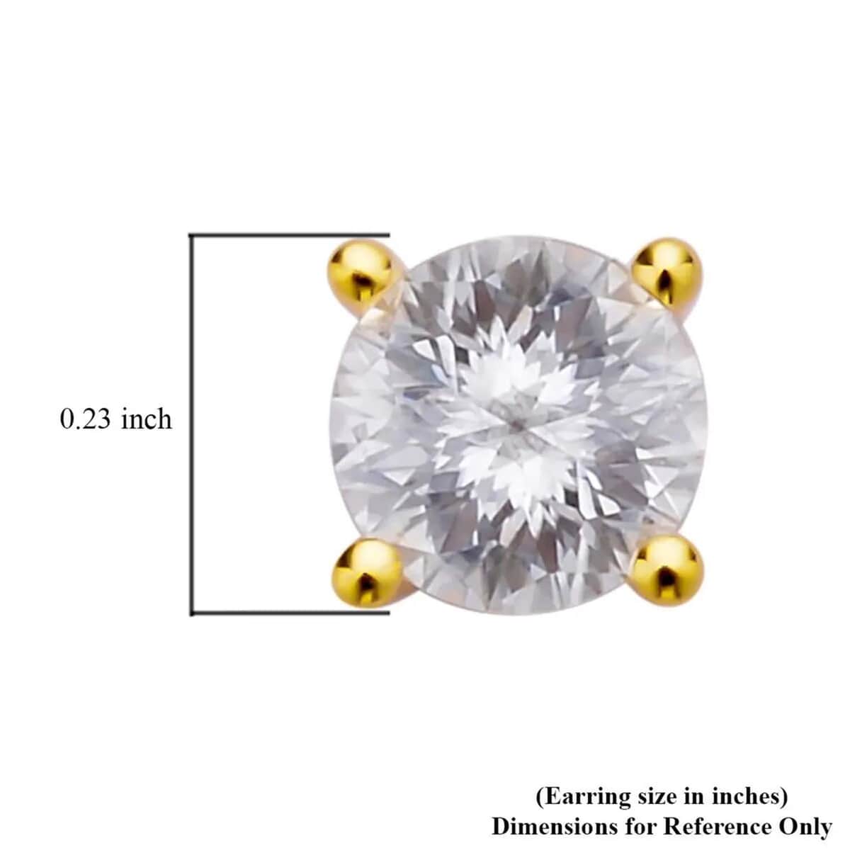 Emperor Cut Moissanite Solitaire Stud Earrings in Vermeil Yellow Gold Over Sterling Silver 1.60 ctw image number 6