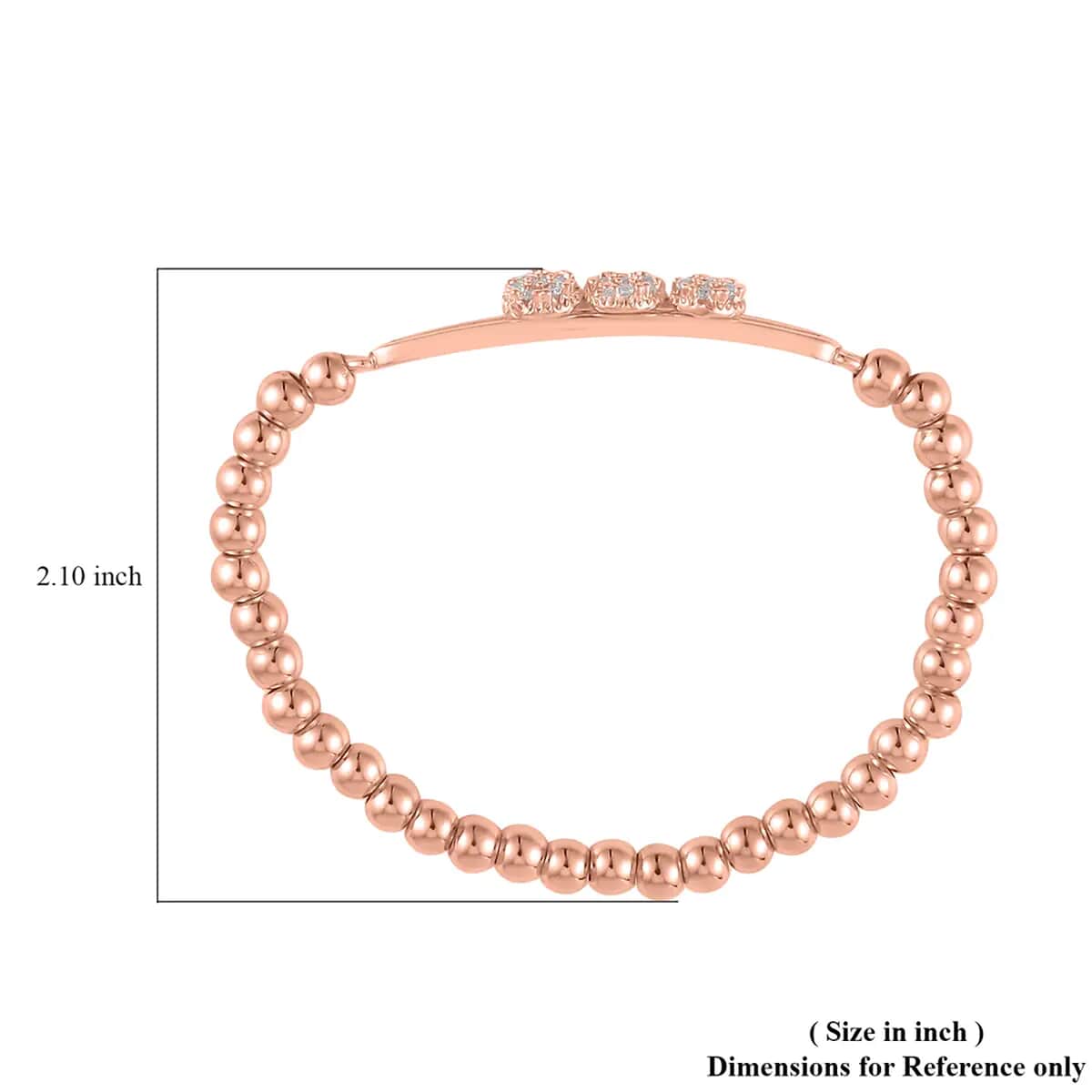 Simulated Diamond, Rosetone Beaded Stretch Bracelet image number 6