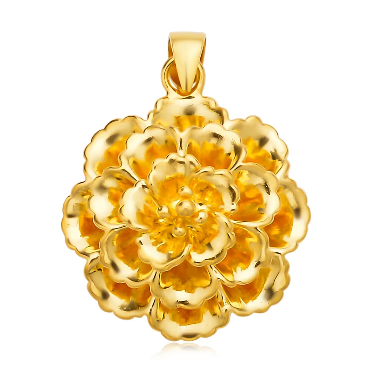 24K Yellow Gold Electroform Flower Pendant 1.3 Grams image number 0