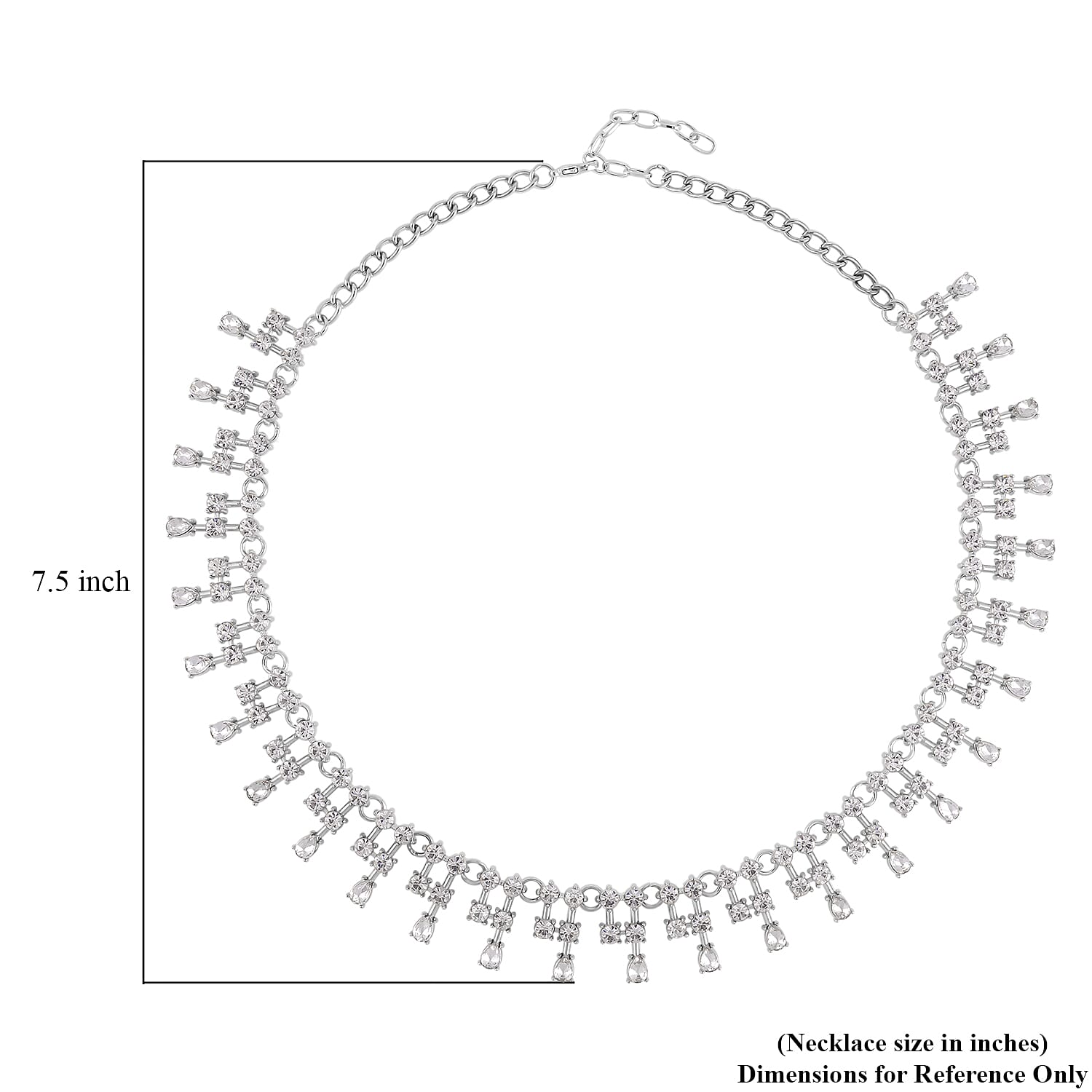 Austrian Crystal Tassels Necklace 20-22 Inches in Silvertone