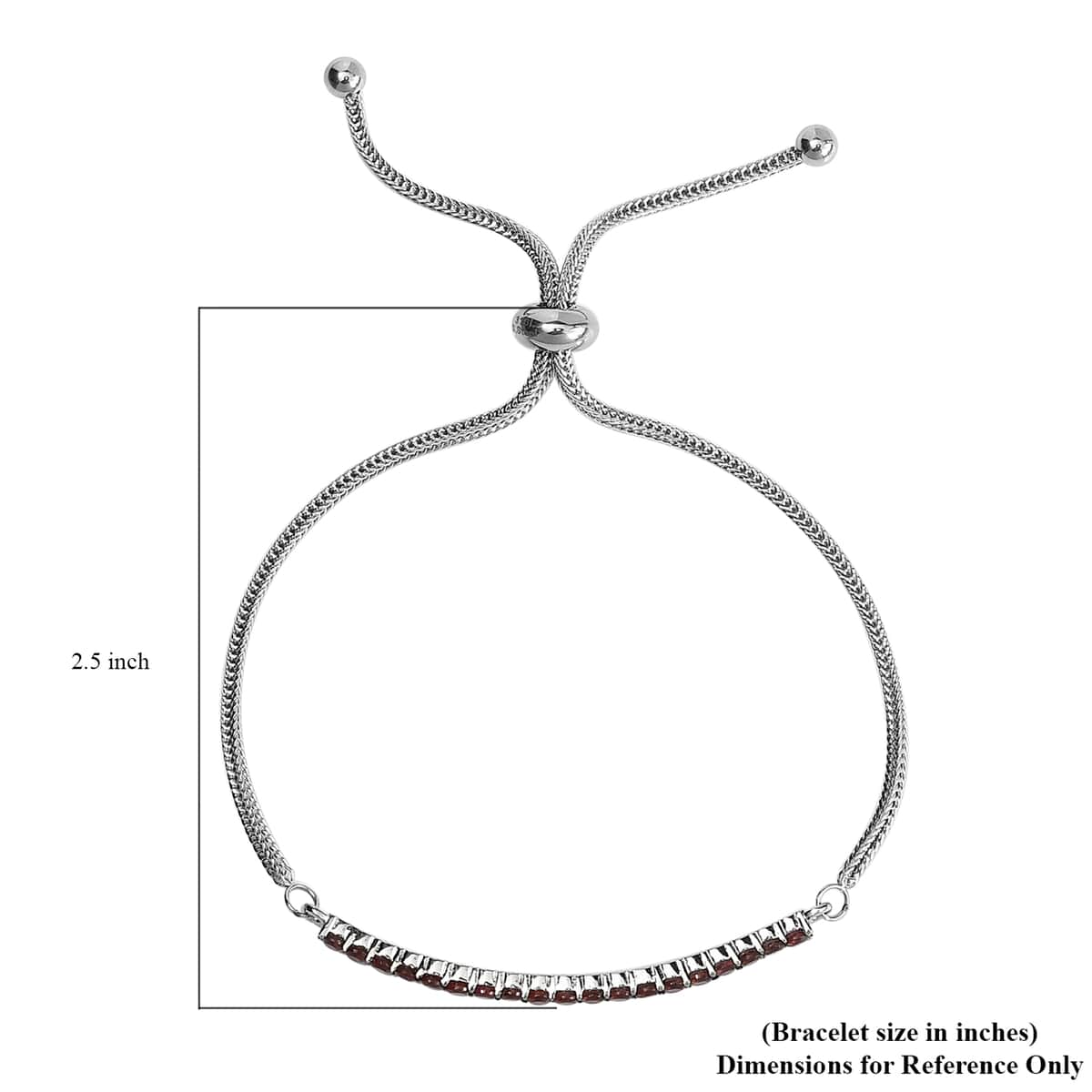 Mozambique Garnet Bolo Bracelet in Stainless Steel (9.50 In) 1.25 ctw image number 4