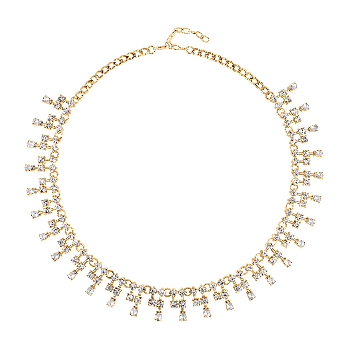Austrian Crystal Tassels Necklace 20-22 Inches in Goldtone image number 0