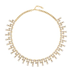 Austrian Crystal Tassels Necklace 20-22 Inches in Goldtone