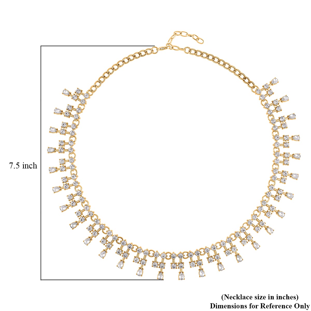 Austrian Crystal Tassels Necklace 20-22 Inches in Goldtone image number 4