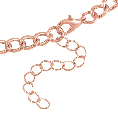 Simulated Ruby and White Austrian Crystal Lariat Necklace in Rosetone 20-22 Inches