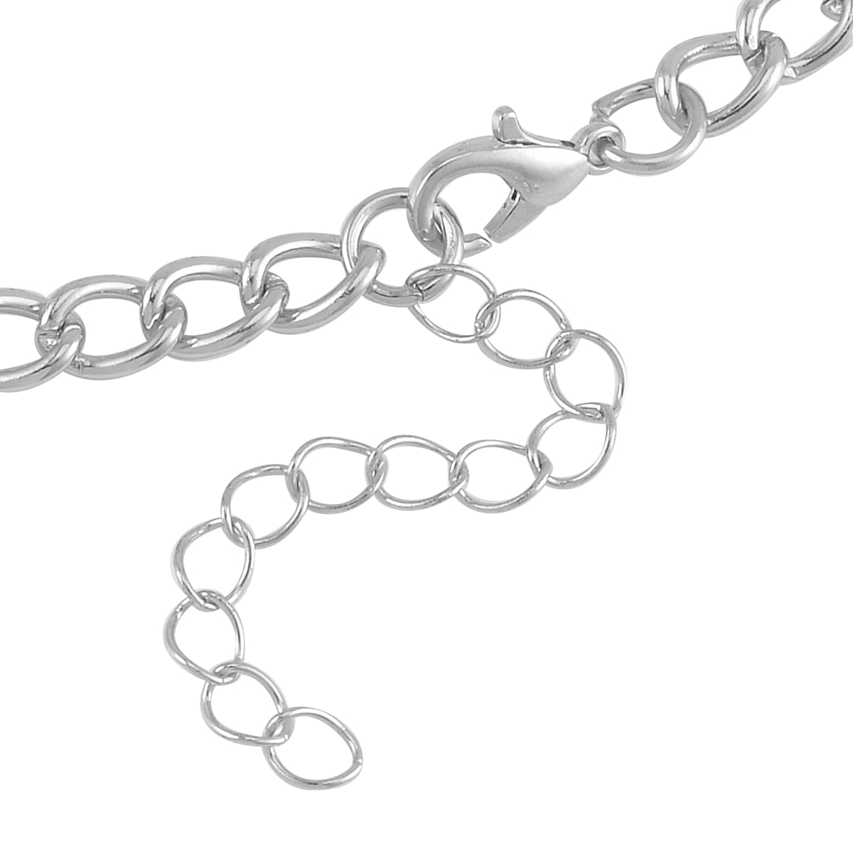 Simulated Sapphire and White Austrian Crystal Lariat Necklace in Silvertone 20-22 Inches image number 4