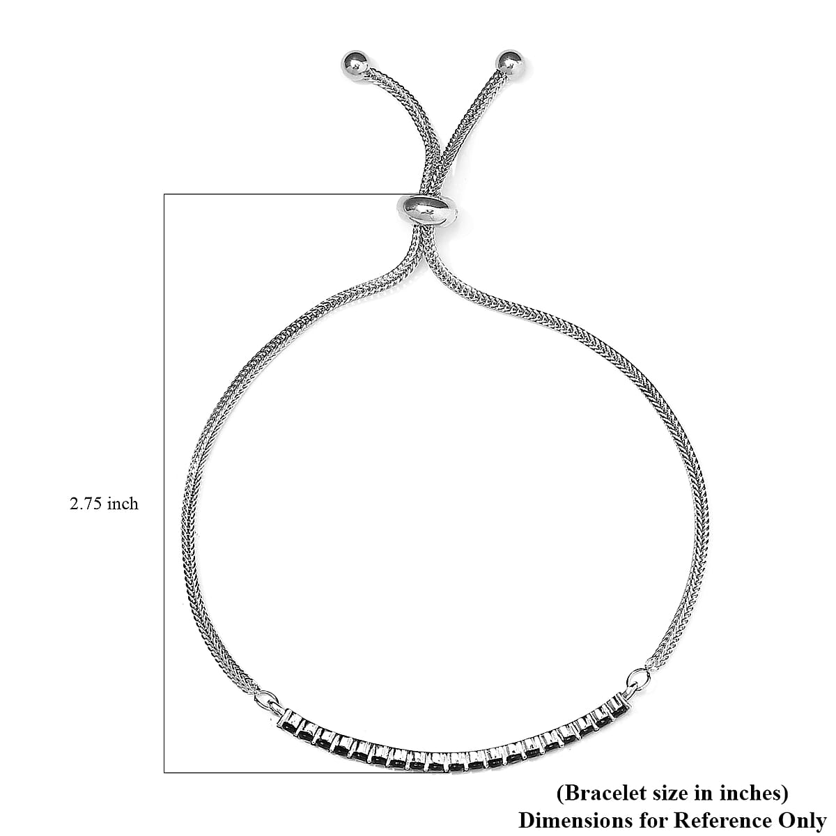 Thai Black Spinel Bolo Bracelet in Stainless Steel 1.33 (9.50 In) 1.15 ctw , Tarnish-Free, Waterproof, Sweat Proof Jewelry image number 4