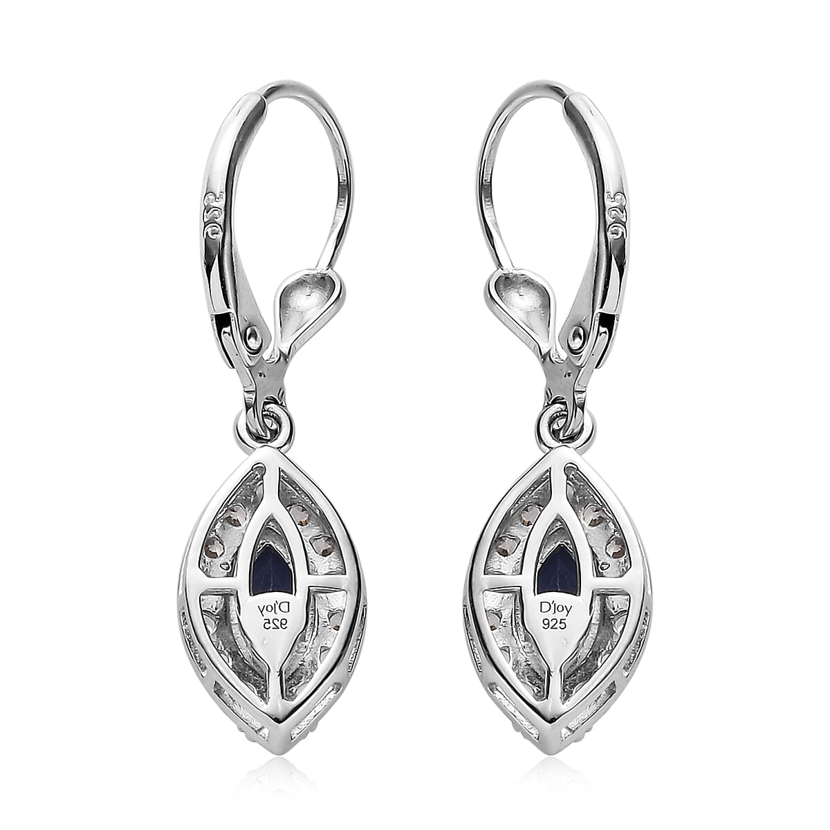 AAA Tanzanite and Natural White Zircon Lever Back Earrings in Platinum Over Sterling Silver 2.00 ctw image number 3