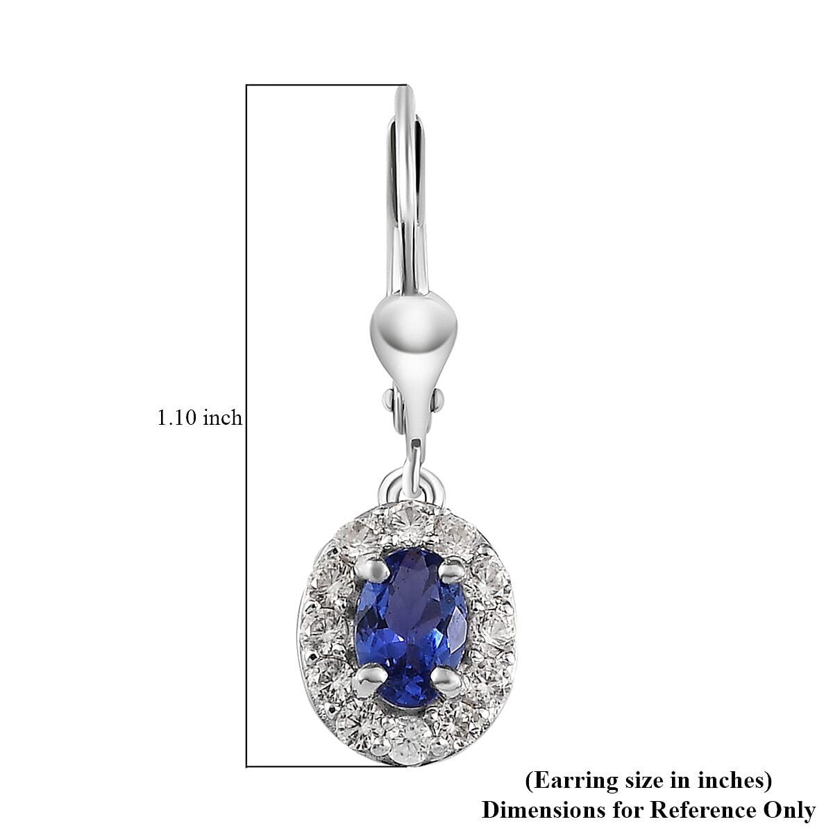 AAA Tanzanite and White Zircon Lever Back Earrings in Platinum Over Sterling Silver 1.50 ctw image number 4