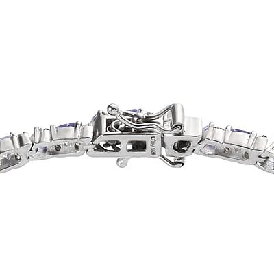 Tanzanite and White Zircon Tennis Bracelet in Platinum Over Sterling Silver (6.50 In) 5.75 ctw
