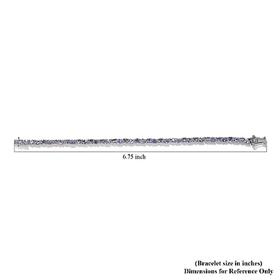 Tanzanite and White Zircon Tennis Bracelet in Platinum Over Sterling Silver (6.50 In) 5.75 ctw