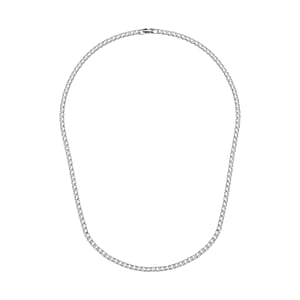 Simulated Diamond Tennis Necklace 20 Inches in Silvertone 20.00 ctw
