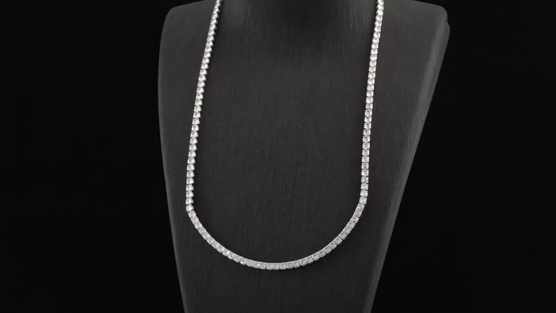 Simulated Diamond Tennis Necklace 20 Inches in Silvertone 20.00 ctw