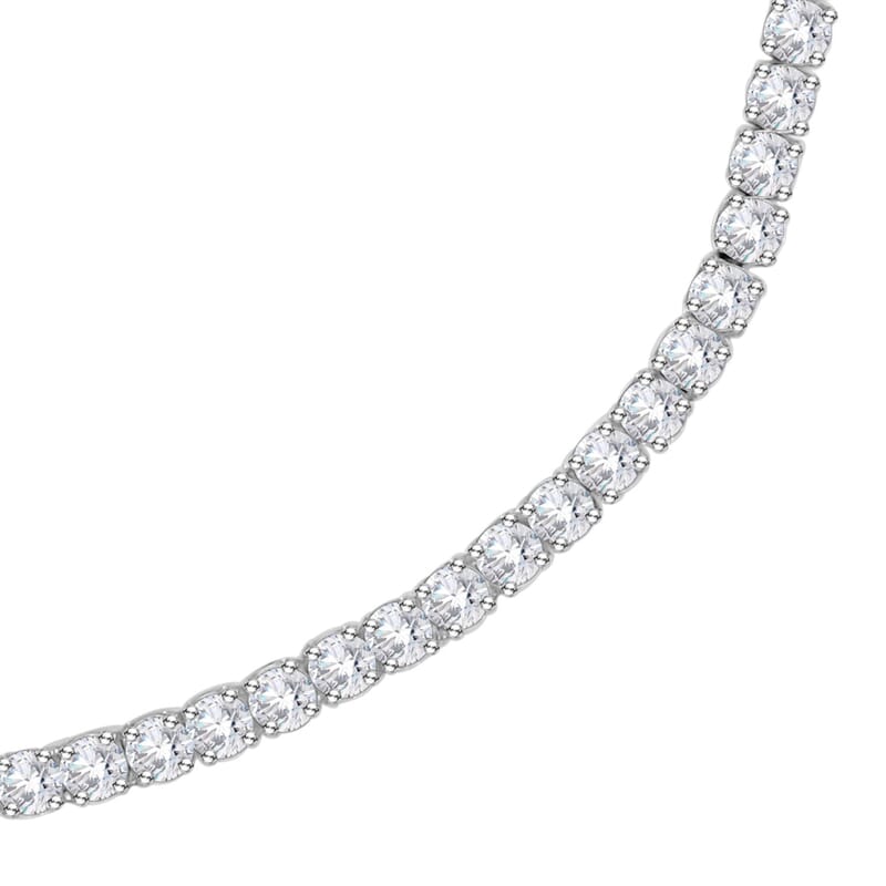 Simulated Diamond Tennis Necklace 20 Inches in Silvertone 20.00 ctw