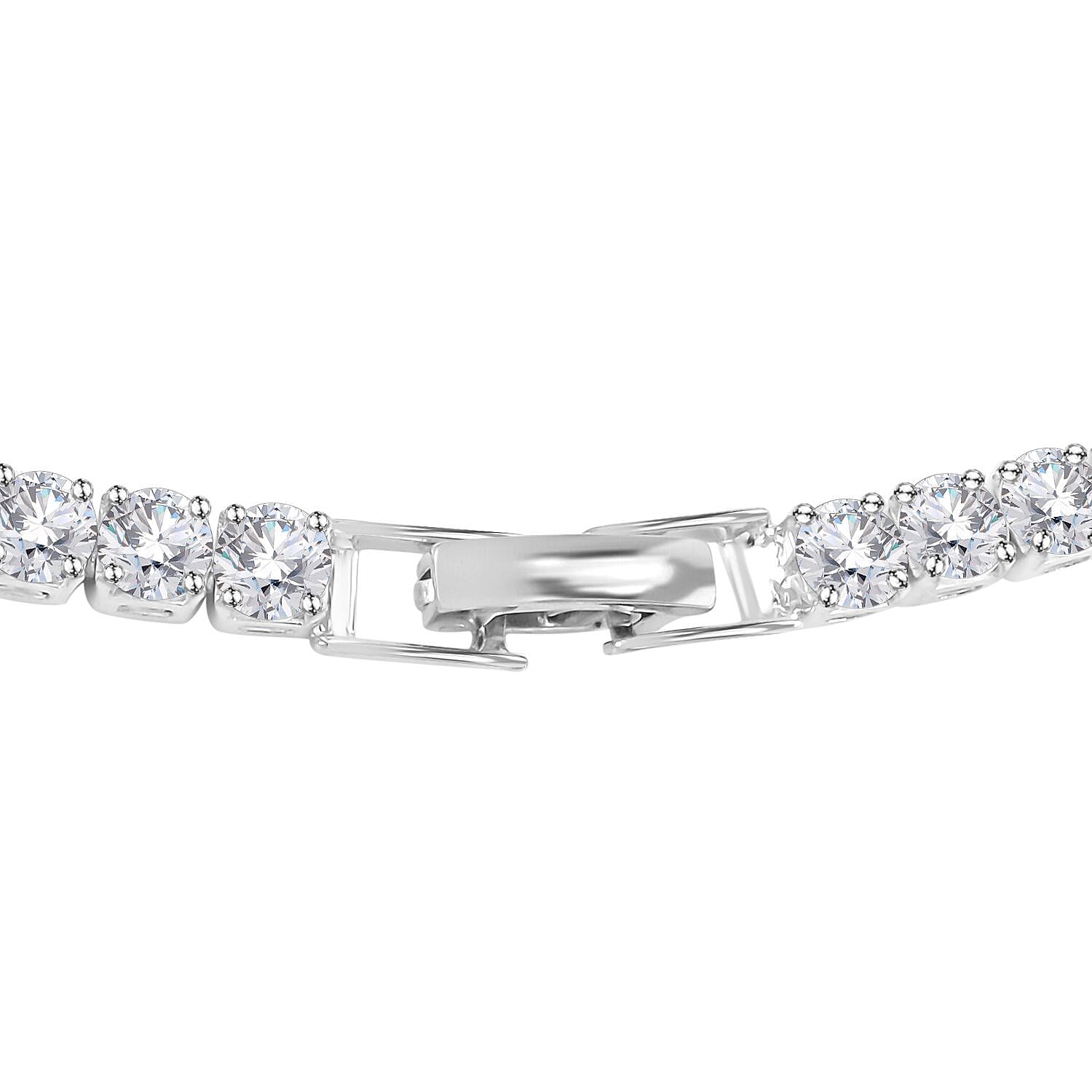 Simulated Diamond Tennis Necklace 20 Inches in Silvertone 20.00 ctw