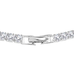 Simulated Diamond Tennis Necklace 20 Inches in Silvertone 20.00 ctw
