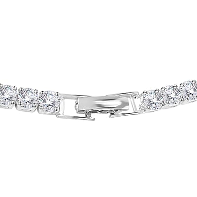 Simulated Diamond Tennis Necklace 20 Inches in Silvertone 20.00 ctw