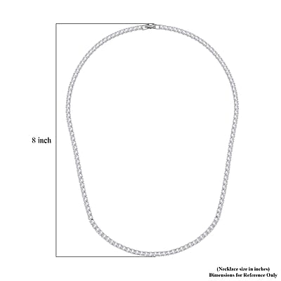 Simulated Diamond Tennis Necklace 20 Inches in Silvertone 20.00 ctw