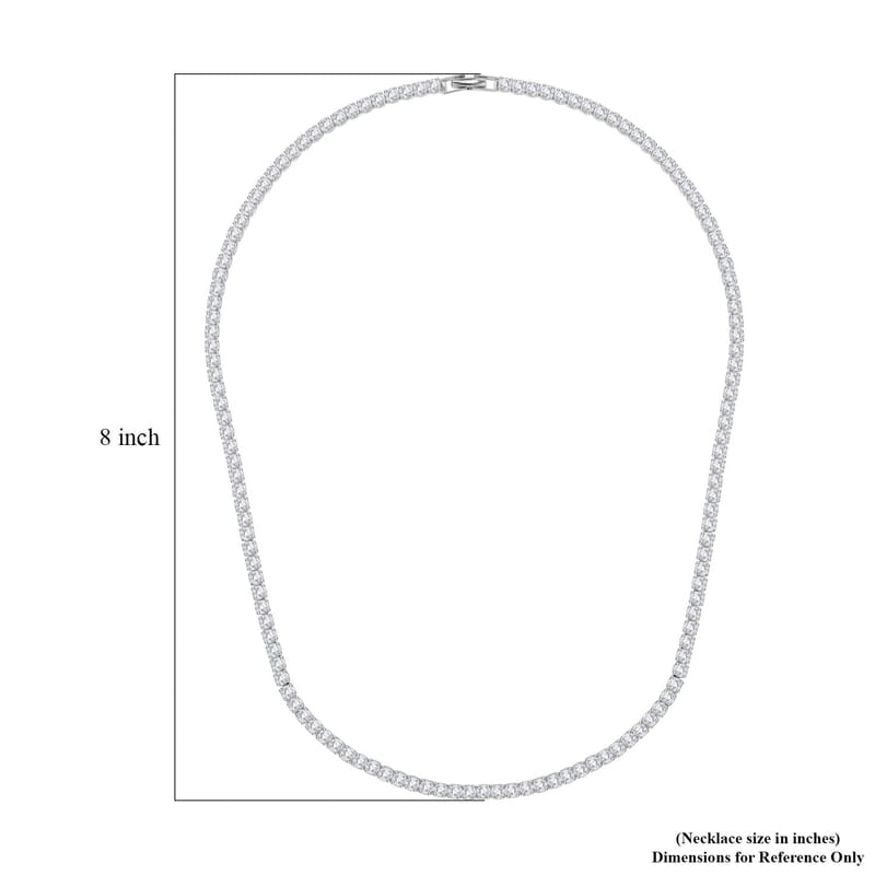 Simulated Diamond Tennis Necklace 20 Inches in Silvertone 20.00 ctw