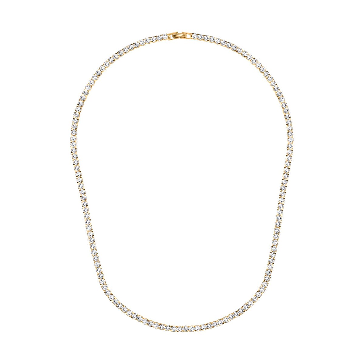 Simulated Diamond Tennis Necklace 20 Inches in Goldtone 20.00 ctw image number 0