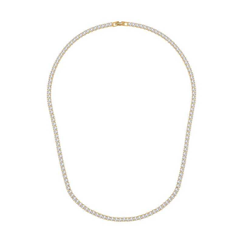 Simulated Diamond Tennis Necklace 20 Inches in Goldtone 20.00 ctw