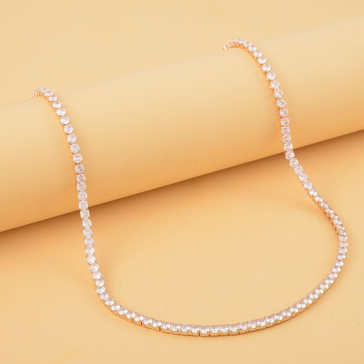 Simulated Diamond Tennis Necklace 20 Inches in Goldtone 20.00 ctw image number 1