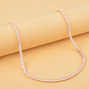 Simulated Diamond Tennis Necklace 20 Inches in Goldtone 20.00 ctw