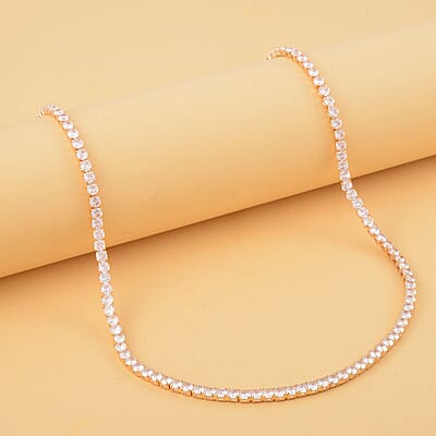Simulated Diamond Tennis Necklace 20 Inches in Goldtone 20.00 ctw