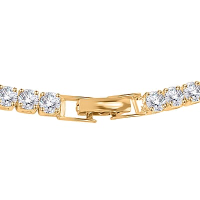 Simulated Diamond Tennis Necklace 20 Inches in Goldtone 20.00 ctw