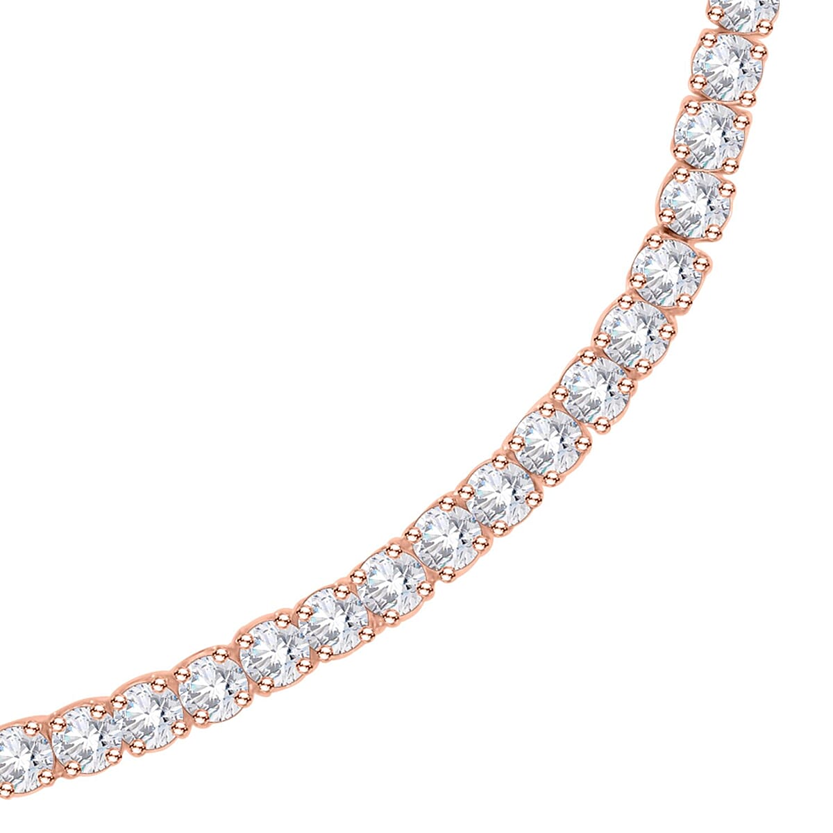 Simulated Diamond Tennis Necklace 20 Inches in Rosetone 20.00 ctw image number 2