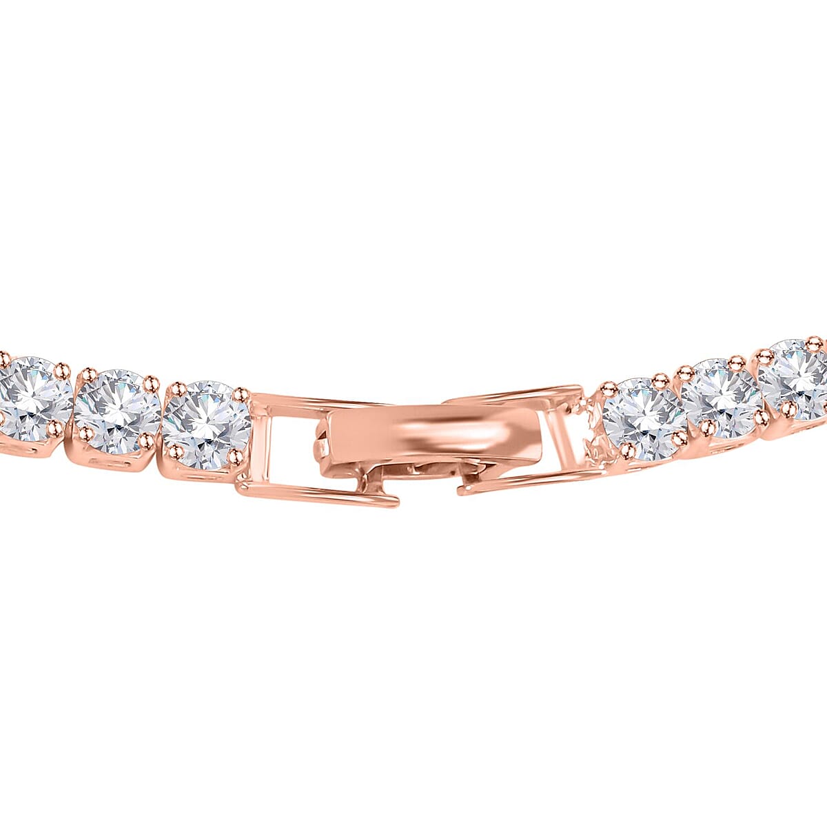Simulated Diamond Tennis Necklace 20 Inches in Rosetone 20.00 ctw image number 3