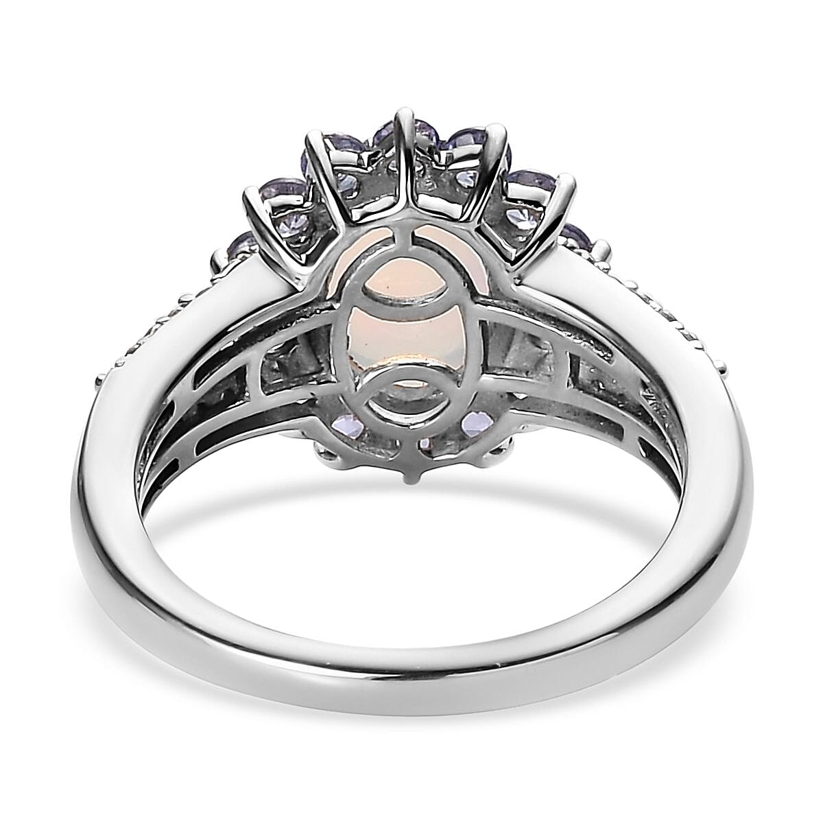 Premium Ethiopian Welo Opal and Multi Gemstone Sunburst Ring in Platinum Over Sterling Silver (Size 5.0) 2.10 ctw