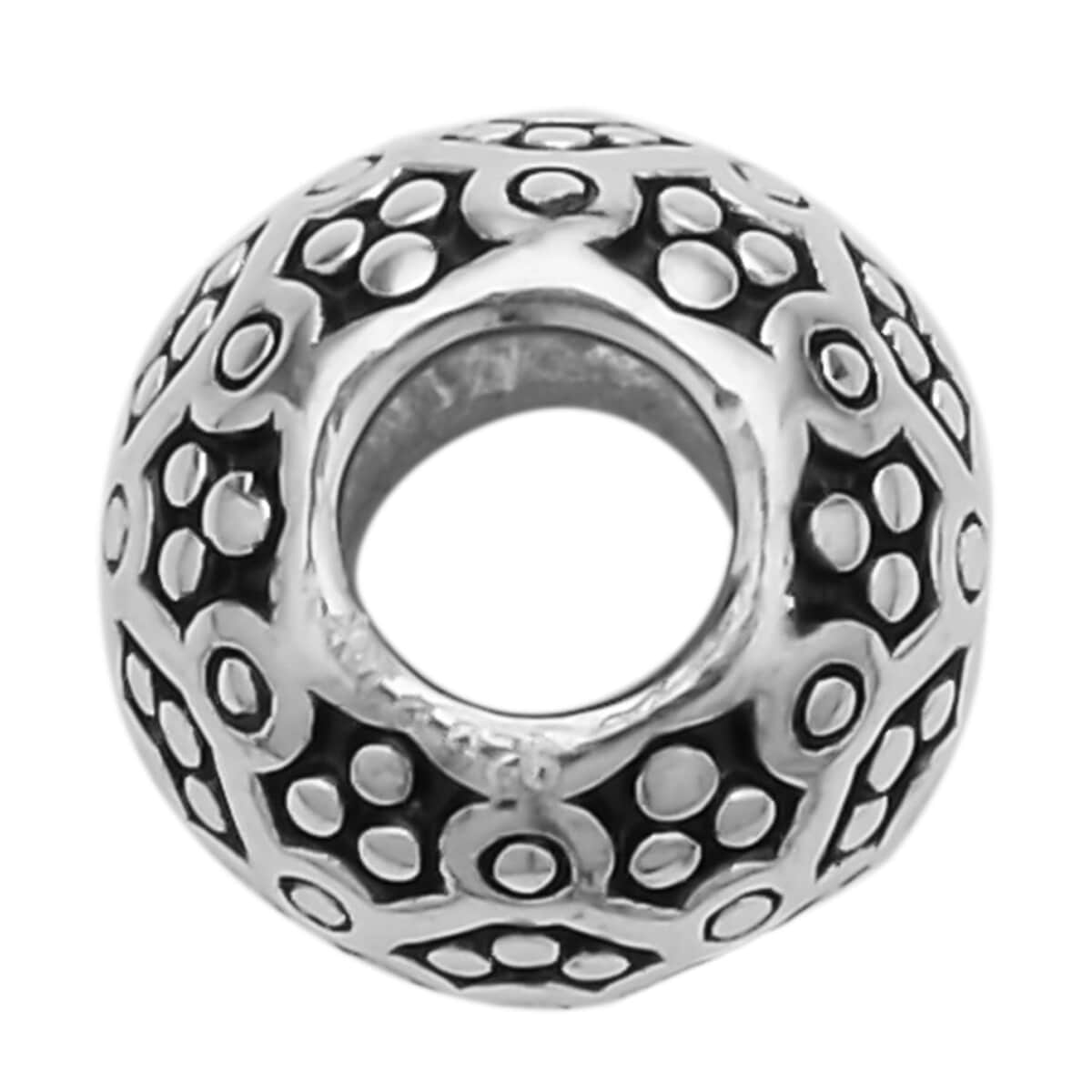 Rhodium Over Sterling Silver Barrel Shape Beaded Charms image number 0