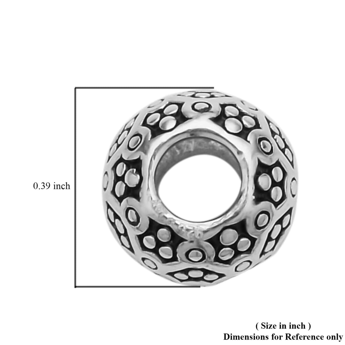 Rhodium Over Sterling Silver Barrel Shape Beaded Charms image number 2