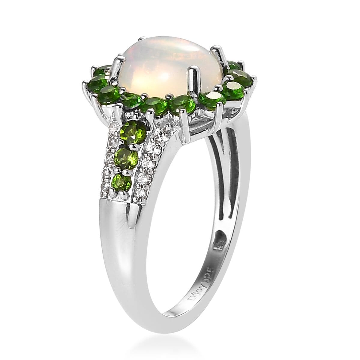 Premium Ethiopian Welo Opal and Multi Gemstone Sunburst Ring in Platinum Over Sterling Silver 2.10 ctw image number 3