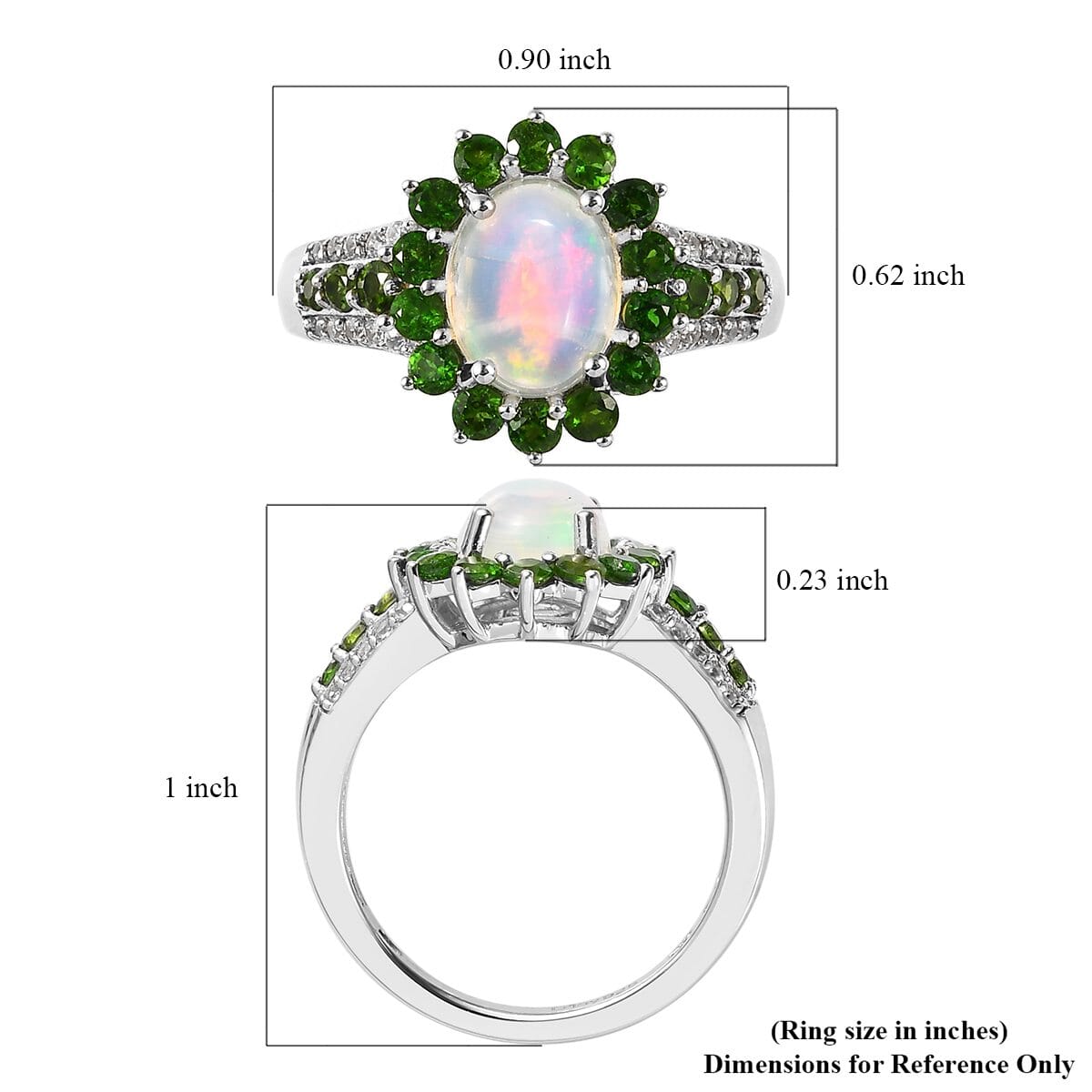 Premium Ethiopian Welo Opal and Multi Gemstone Sunburst Ring in Platinum Over Sterling Silver 2.10 ctw image number 5