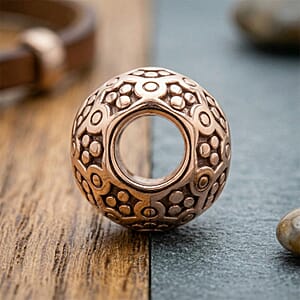 Barrel Shape Beaded Charms in 14K Rose Gold Over Sterling Silver