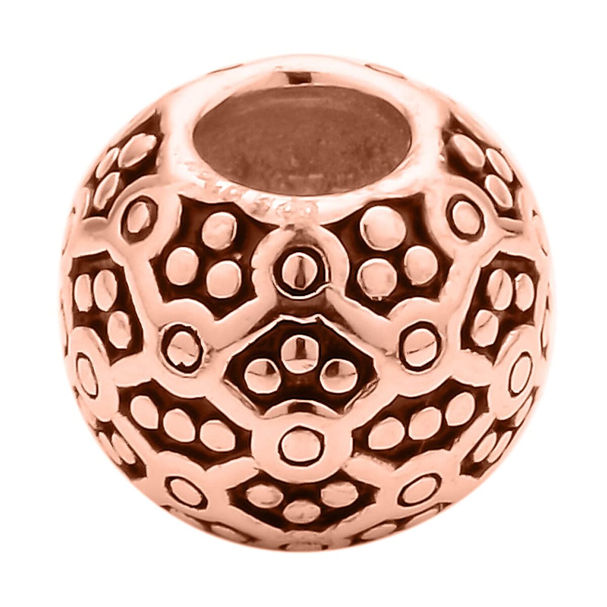 Barrel Shape Beaded Charms in 14K Rose Gold Over Sterling Silver image number 2