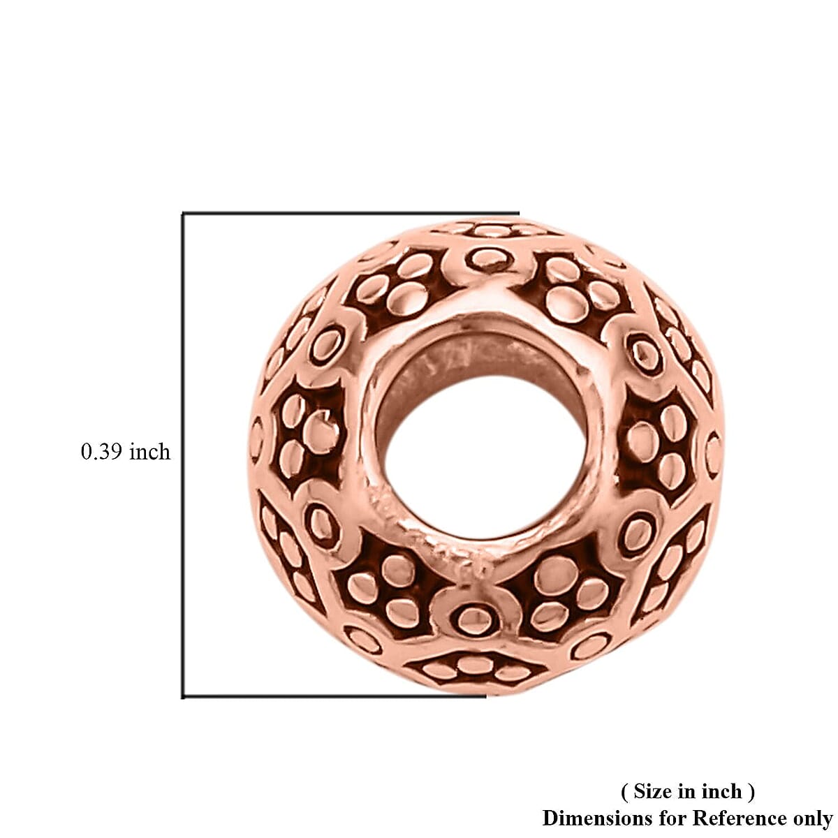Barrel Shape Beaded Charms in 14K Rose Gold Over Sterling Silver image number 3
