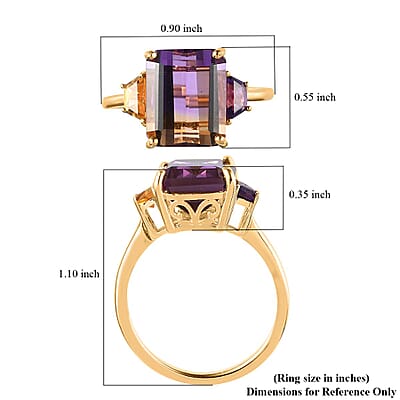 AAA Anahi Ametrine and Multi Gemstone Ring in Vermeil Yellow Gold Over Sterling Silver (Size 10.0) 6.75 ctw