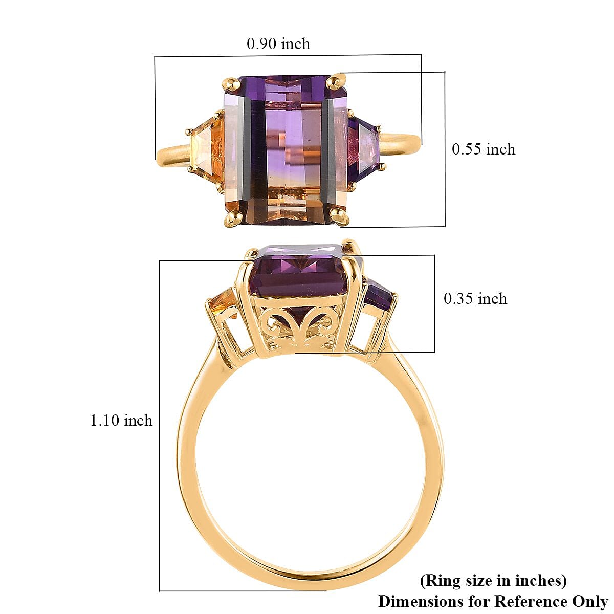 AAA Anahi Ametrine and Multi Gemstone Ring in Vermeil Yellow Gold Over Sterling Silver (Size 7.0) 6.75 ctw image number 5