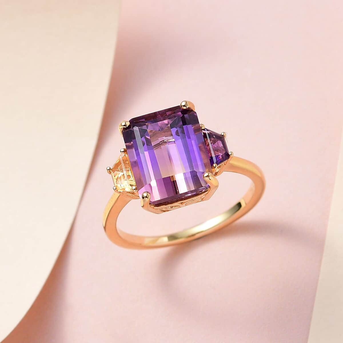 Valentines AAA Anahi Ametrine and Multi Gemstone Ring in Vermeil Yellow Gold Over Sterling Silver (Size 8.0) 6.75 ctw image number 1