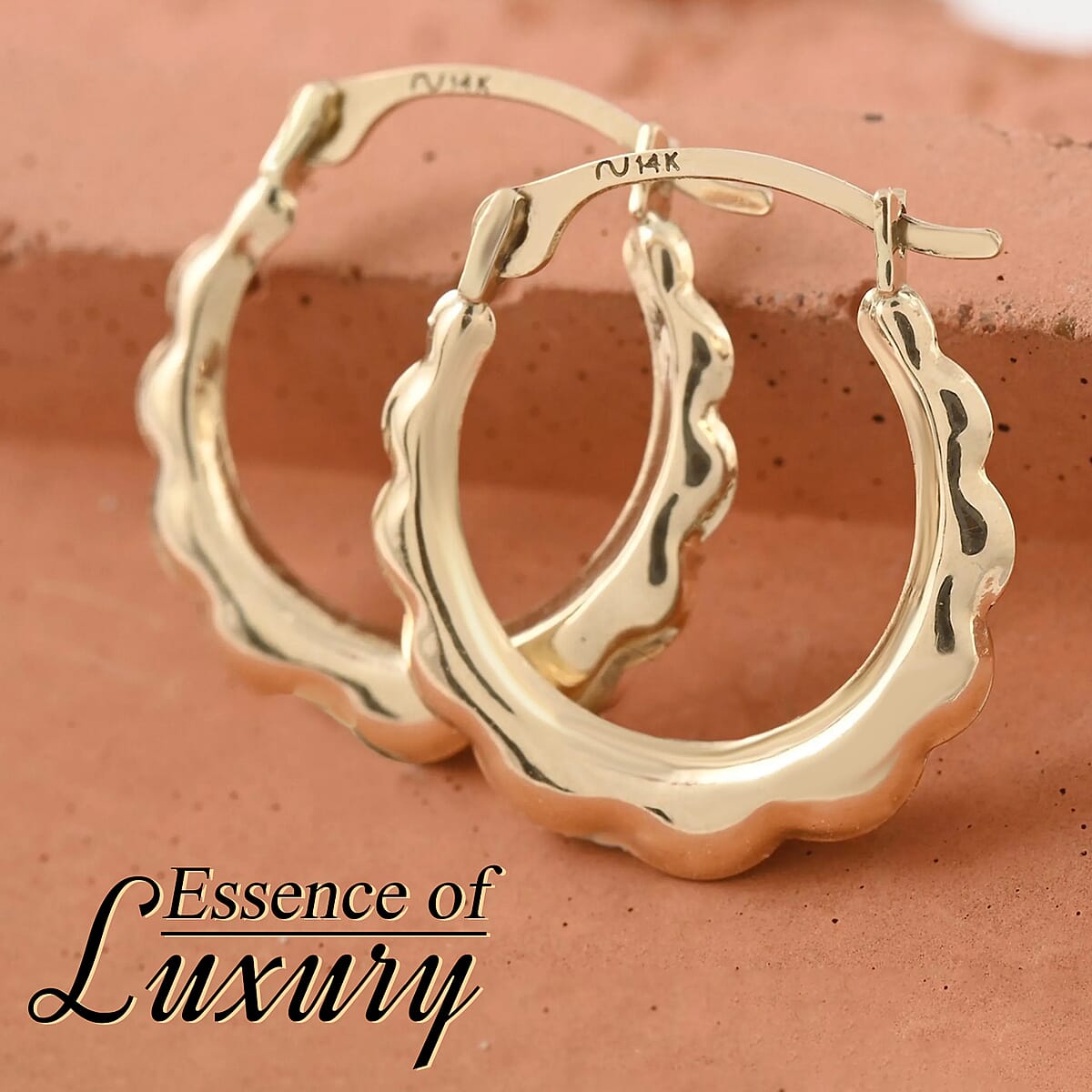 14K Yellow Gold Earrings, Gold Hoops, Fancy Hoops, Wedding Jewelry For Women image number 2