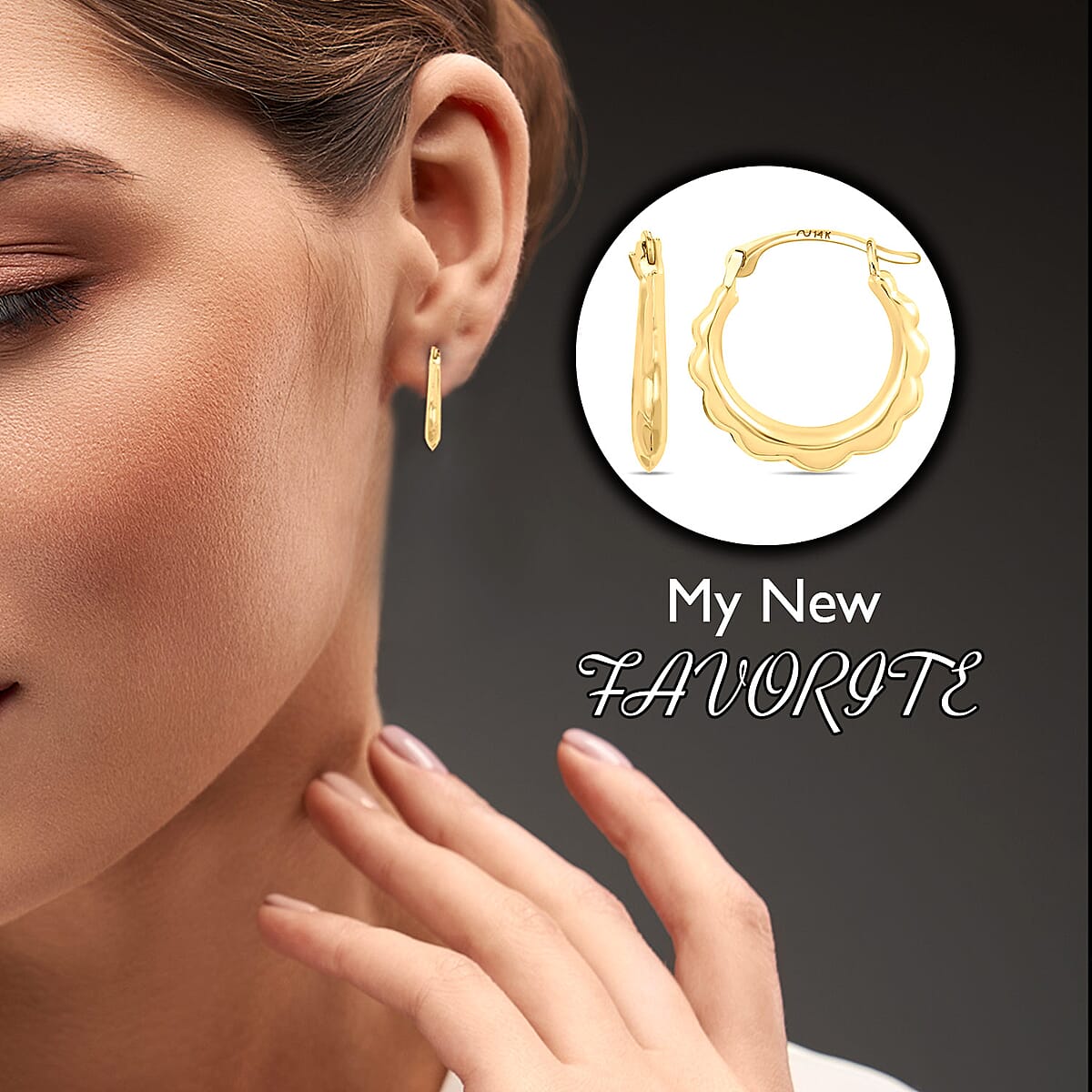 14K Yellow Gold Earrings, Gold Hoops, Fancy Hoops, Wedding Jewelry For Women image number 3