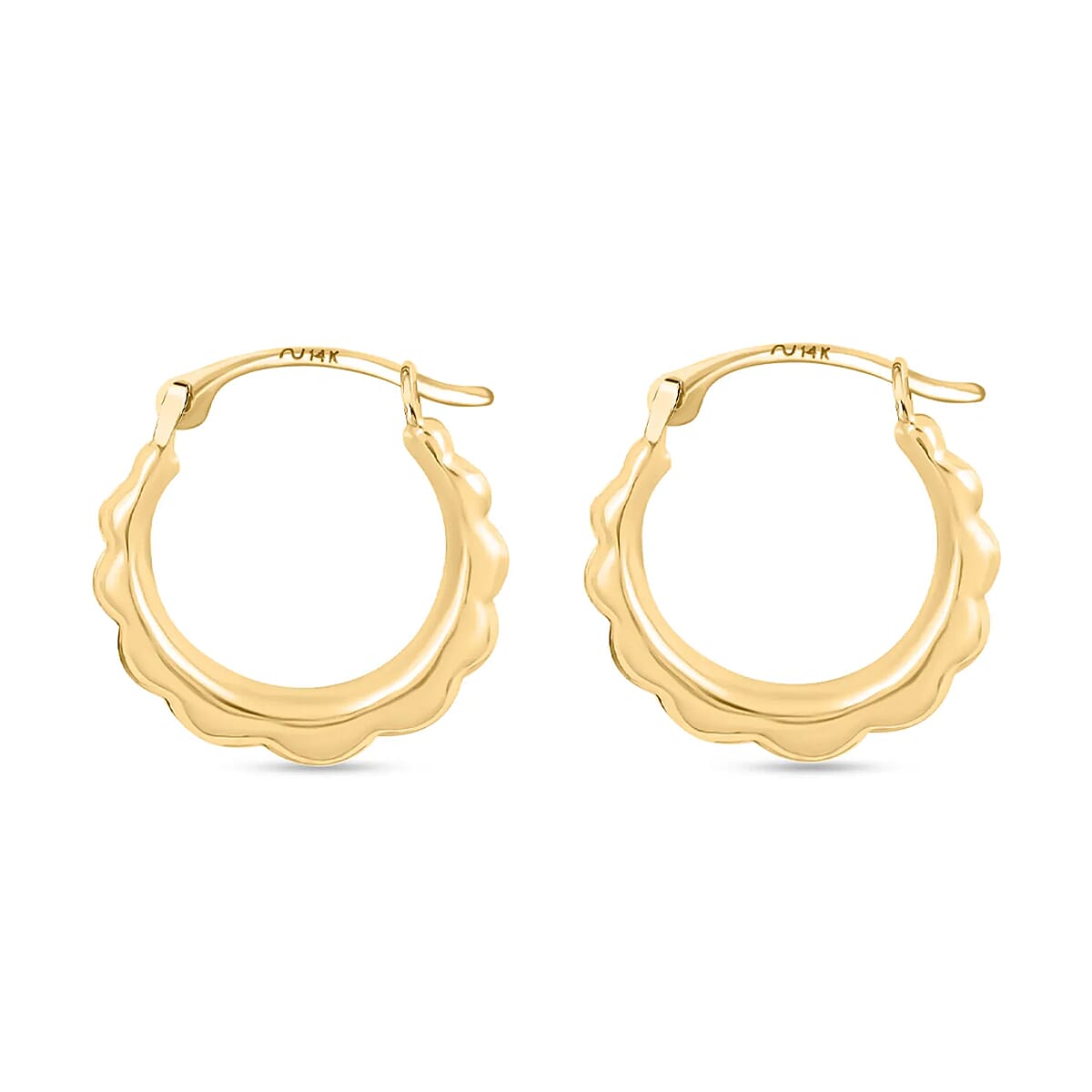 14K Yellow Gold Earrings, Gold Hoops, Fancy Hoops, Wedding Jewelry For Women image number 5
