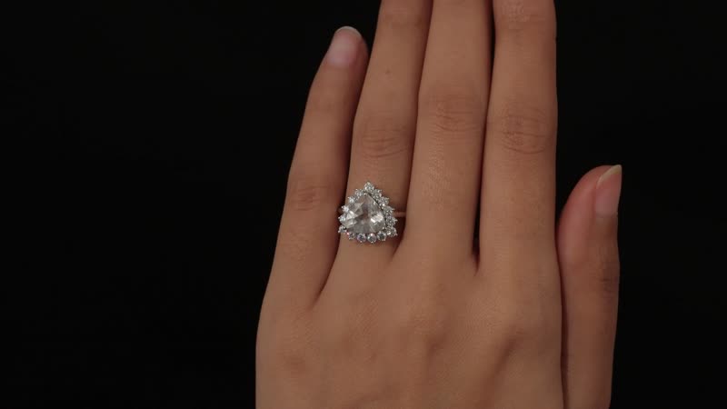 Mexican Hyalite Opal, Moissanite Cluster Ring in Platinum Over Sterling Silver (Size 10.0) with Free UV Torch 3.65 ctw