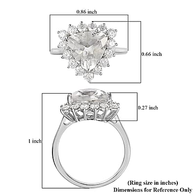 Mexican Hyalite Opal and Moissanite Halo Ring in Platinum Over Sterling Silver (Size 10.0) with Free UV Flash Light 3.50 ctw