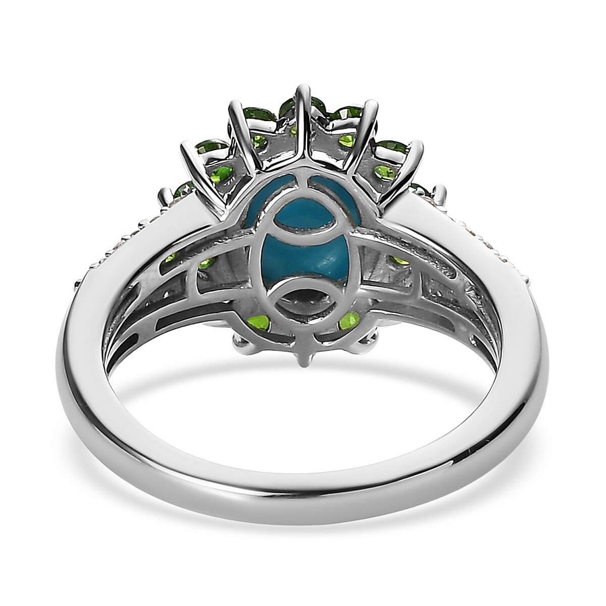 Sleeping Beauty Turquoise and Multi Gemstone Sunburst Ring in Platinum Over Sterling Silver (Size 8.0) 3.35 ctw image number 4