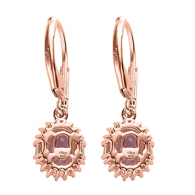 Premium Martha Rocha Kunzite and White Zircon Lever Back Earrings in Vermeil Rose Gold Over Sterling Silver 2.90 ctw
